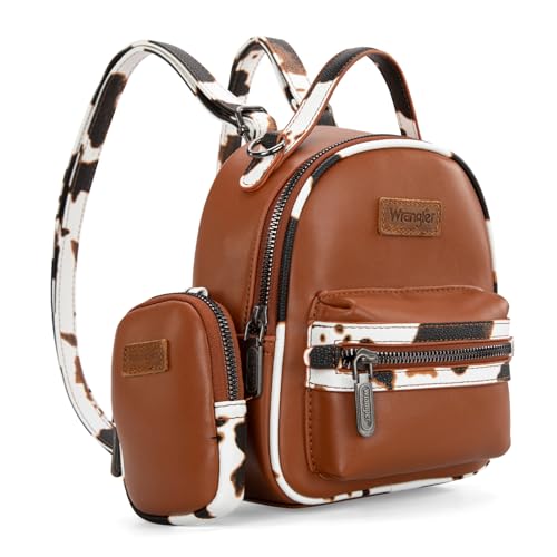 Image of Montana West Wrangler Mini Backpack Cute Cow Print Backpack Purse for Girls and Women, Brown WG102-8600BR