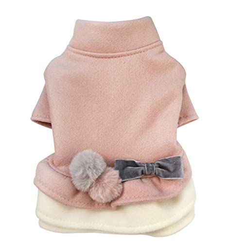 Pet clothes dog clothes small dog taille M chaud avec double pompon - 2
