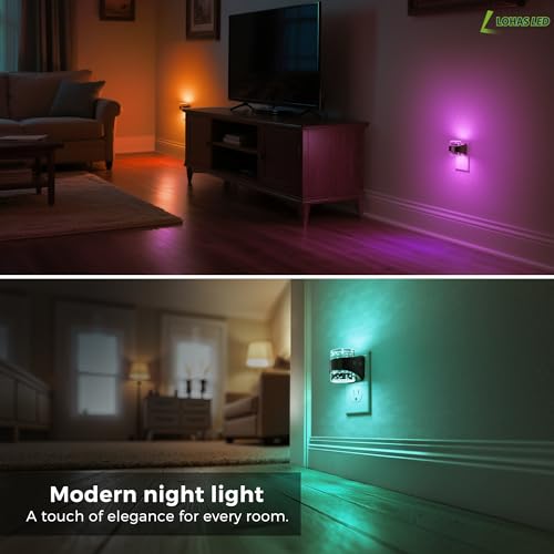Image of L LOHAS LED Night Light, RGB Bubble Night Lights Plug into Wall, 2 Pack 10-Color Change Night Light,Dimmable Nightlights with Dusk to Dawn Sensor for Rooms Bathroom Hallway
