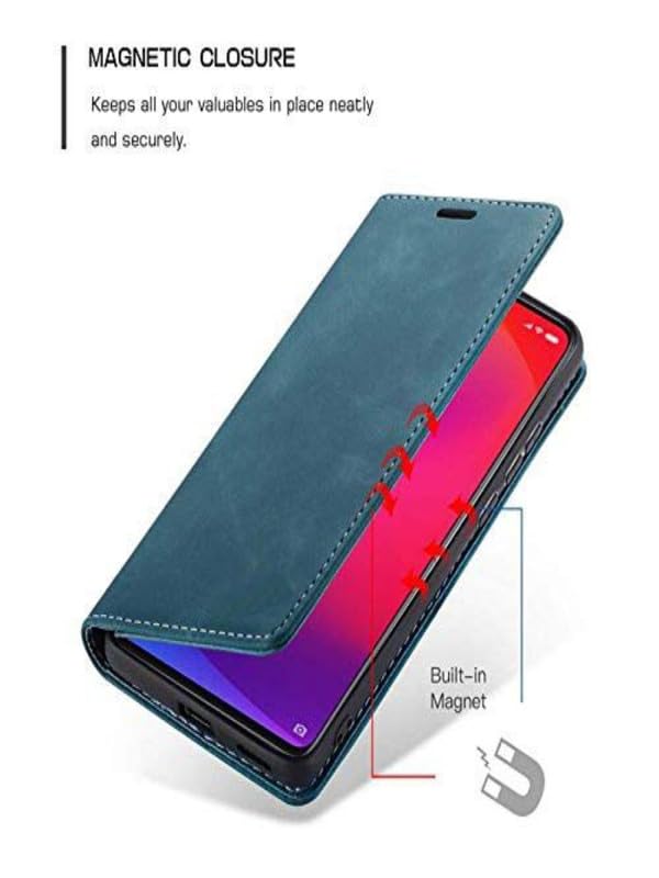 Image of Perkie Velvet Soft Faux Leather Wallet Flip Case Kick Stand Magnetic Closure Flip Cover for iPhone 15 (Blue)