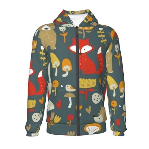 Cute Animal Forest Kids Pullover Hoodies Boys Zip Up Sweatshirts Girls Athletic Clothes with Pocket2