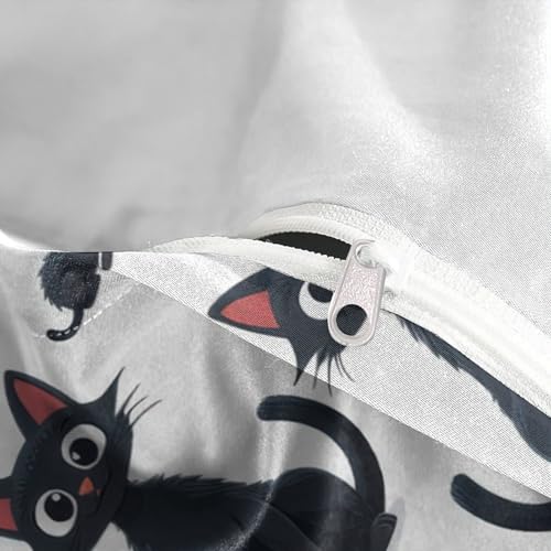 Housse de couette chat noir 200x200 cm avec taies en microfibre 3D - 8