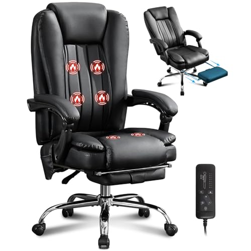 BOSMILLER Massage Office Chair with Heat and 6 Vibration Points，Executive Office Chair with Foot...