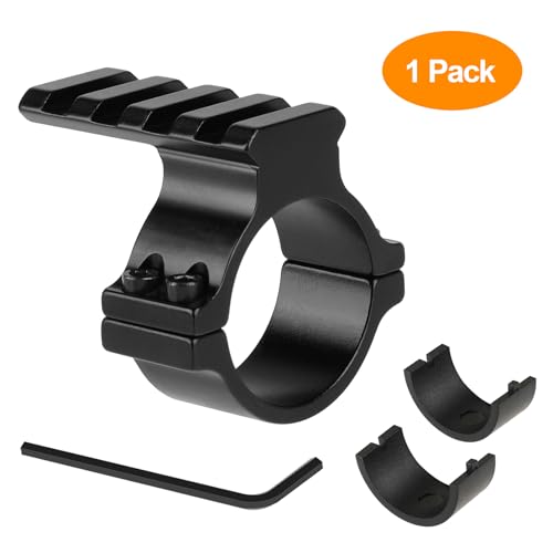 FENTUK 1\"/25.4mm & 30mm Rifle Scope Ring Adaptor with Rail - Tactical Light Barrel Clamp Mounts for Scope Flashlight Laser Sight Optics - with 4 Slot 21mm Picatinny Rail on Top (1 Pack)