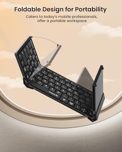 ProtoArc XK01 Full-Size Foldable Bluetooth Keyboard for Travel, Black - 1