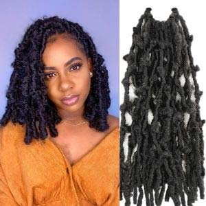 Flotig Goddess Locs Butterfly Locs Crochet Hair 12Inch 100 Stands Pre-looped Crochet Braids Synthetic Hair Extensions (12 Inch, 1B)