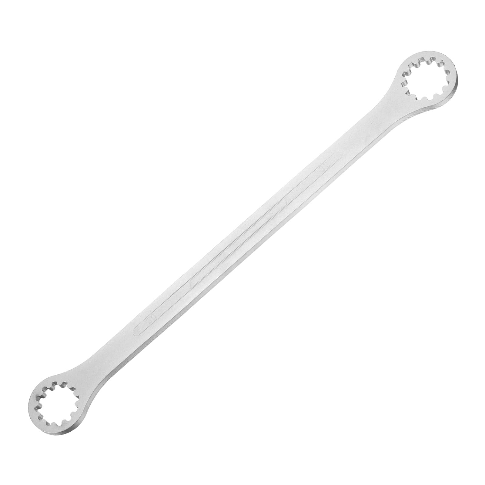 sourcing map Double Head Box End Wrench 30 x 32mm 45# Steel Nickel Plating 0 Degree Offset Extra Long Box End Spanner Hand Tool with 12 Tooth for Automotive Repair Maintenance Mechanical