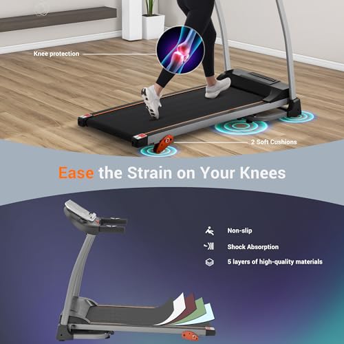 Image of 2.5HP Folding Treadmill, 12 Programs & 3-Level Incline, 300LBS Capacity with LED Display and Double Heart Rate Sensors, Compact Running Machine for Home Gym