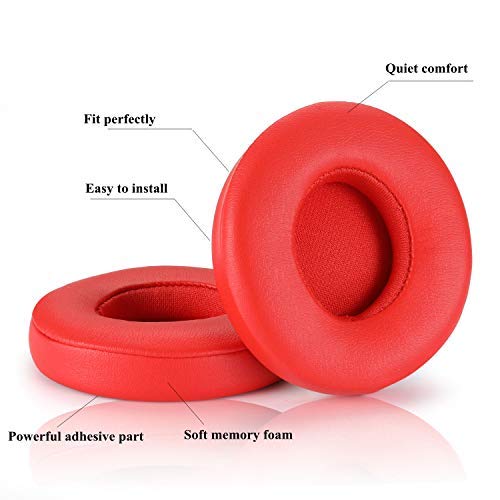 Replacement Earpad Cover,Ear Cushion Pads Compatible With Solo 2.0 3.0 Wireless Headphones By Dr. Dre 1 Pair (Red) #TOP6