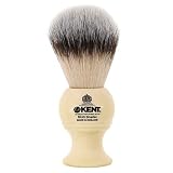 Kent BK4S Shaving Brush with Ultra-Soft Silvertext Synthetic Bristles and Faux Ivory Resin Handle to use with Shave Cream or Soap for a Perfect Lather. Luxury Shaving Since 1777, Made in England