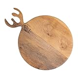 Etalon Premium Walnut Deer Round Shaped Cutting Board, Large Wooden Chopping Board for Meat, Cheese, and More, Chopping Boards for Meal Prep and Serving- Charcuterie Board (Deer Round)