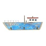 Percha muy decorativa y original en forma de un espectacular barco acompañado con tres pomos para colgar todas las prenda que se desee.