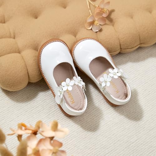 Image of Kiderence Toddler Girl Mary Jane School Uniform Dress Shoes Oxford Flats | Wide Toe Box Great Comfort for Student Shoe and Flower Girl Shoe for Wedding, Parties, Church