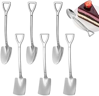 6 Pcs Stainless Steel Shovel Spoon Coffee Stirring Shovel Shaped Dessert Spoon Sugar Stirring Spoon for Kitchen Tea Parties