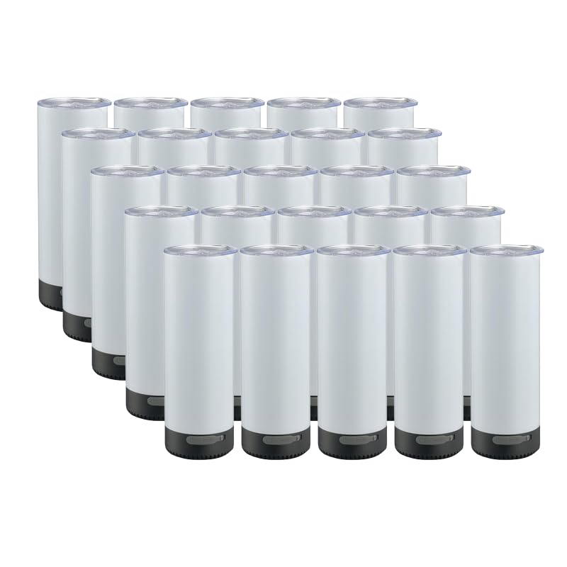 HAYINS 25Pack 20oz Buletooth Sublimation Printed Speaker Tumbler Straight Skinny Double Wall With Lid Black 25pcs