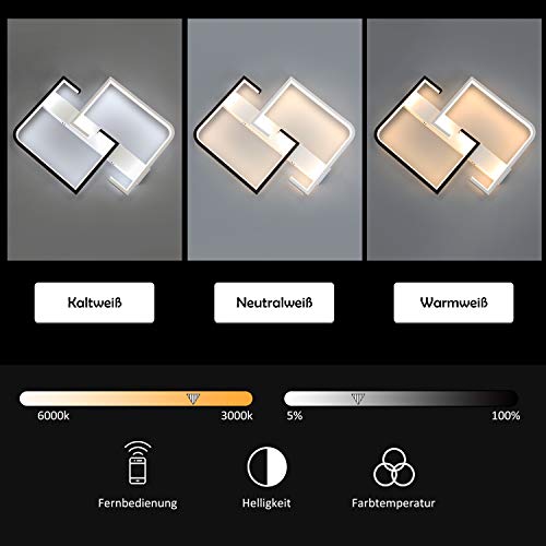 Plafonnier LED salon avec télécommande lampe de plafond réglable CBJKTX 35W