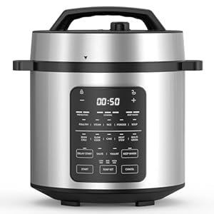 Simple Deluxe 14-in-1 Electric Pressure Cooker – 6QT Stainless Steel Slow & Rice Cooker, Steamer, Sauté, Yogurt Maker, Multi-Cooker with Dishwasher-Safe & Non-Stick