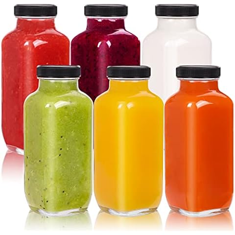 Moretoes 6 Pack 16oz Glass Juice Bottles Cover