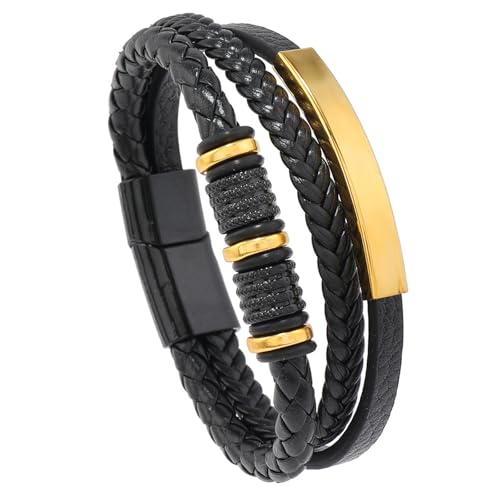 LIJUCAI Cuerda de mano trenzada hecha a mano para hombre, accesorios de regalo, pulsera de cuero, unisex, 9.05 inches, Cuero, No es una piedra preciosa
