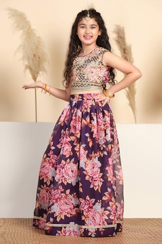 Image of Fashion Dream Girl's Organza Readymade Tabby Lehenga Choli |Lehenga |Traditional Lehenga Choli