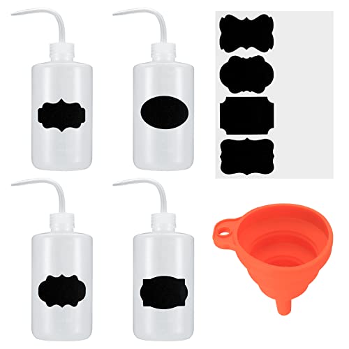 4 Piezas 500 ML Botella de Riego, Botella de Lavado de Plástico, Botellas Regadera con Boca Estrecha para Exprimir Plantas Flores Suculenta Cover