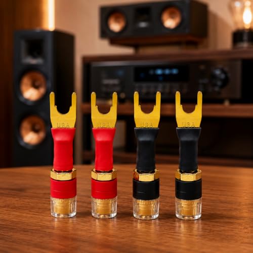 Adaptadores de cable para altavoz chapados en oro, 4 unidades miniatura 3