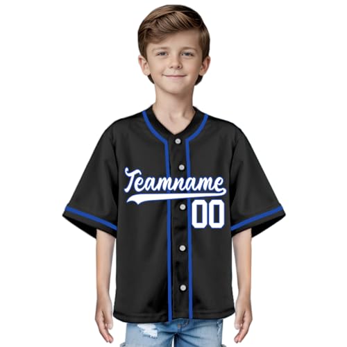 Lonhooker Boys Baseball Jersey Kids Button Down Jersey Kids Baseball Jersey for Boys Girls Adult