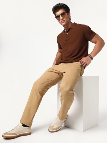 Image of Urbano Fashion Men's Straight Fit Mid Rise Cotton Casual Chinos Trousers Stretch