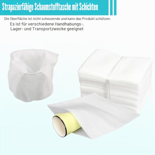 100 Stück Schaumstoffbeutel 10,2 x 15,2 cm in weißen Schaumstoffbeuteln zum Schutz von Geschirr, Porzellan, zerbrechlichen Gegenständen, Verpackung, Dämpfungszubehör