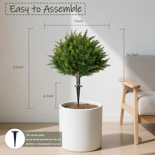 BCBLF Artificial Boxwood Balls Outdoor Set of 2, Faux Topiary Balls for Planters, UV Resistant Boxwood Greenery Balls for Porch Patio Garden Front Door Decor — view 3