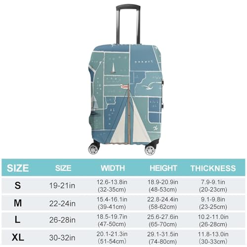 Luggage Cover for Travel Nautical Sailboat Map Print Fashion Luggage Covers Washable Stretch Suitcases Protector Fits 19-32 Inch Luggage M2