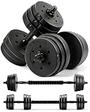 Kayman Adjustable Dumbbell & Barbell Set 12kg/20kg – Home Gym 2-in-1 Free Weights with Connector Bar, Strength Training Dumbbells for Men & Women, Fast Assembly Weight Set for Full Body Workout