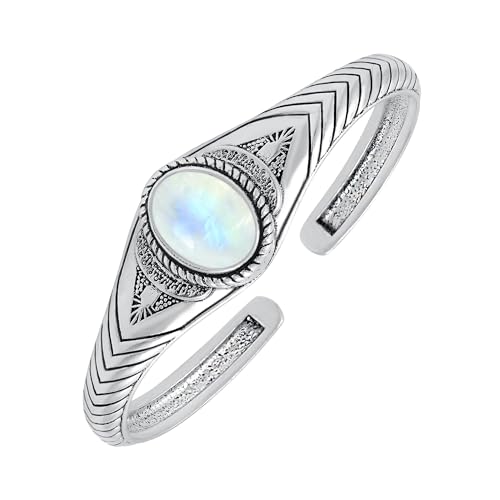 Moonstone Cuff Bangle Bracelet for Men Women – Handmade 925