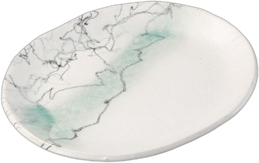 Fun Line (White) Transforming Oval Plate (Small) 7.0 x 5.7 x 0.6 inches (17.7 x 14.5 x 1.5 cm) | Oval Plate |