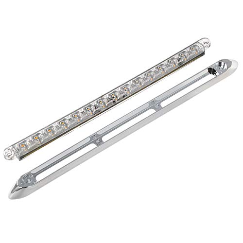 Image of Partsam 2Pcs 12 inch Amber Led LED Trailer Light Bar 15-2835-SMD Clear Lens with Chrome Bezel Sealed Thin LED Turn Signal Marker Identification Light Bar for Trucks Trailers RV Surface Mount