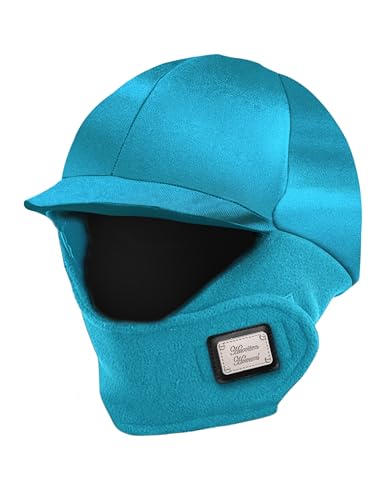 Harrison Howard Equestrian Helmet Cover with Fleece Neck Winter Riding Helmet Cover, Helmet NOT Included -Azure Blue