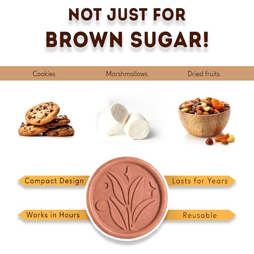 Image of Terracotta Brown Sugar Saver & Softener Disc - Reusable Leaf Design, Keeps Sugar, Cookies, & Baked Goods Soft, Food-Safe & Multi-Use Storage Helper (Set of 1)