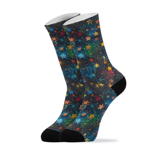 KLL Colored Star Fashion soccer crew socks running athletic wicking mens tube socks (2-Pair)