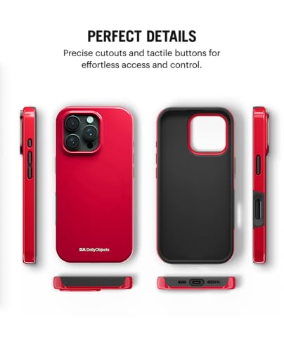 Image of DailyObjects Polycarbonate Enamel Bumper Magsafe Case For iPhone 16 Pro Compatible With Mag-Safe Wireless Charging | Red Hybrid Magnetic Back Cover