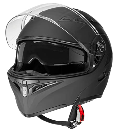 Phantom Aquatics YH-101-MBK-L Rapido Boutique Collection Snowmobile Motorcycle Dual Visor Flip Up Modular Full Face Helmet Dot Approved  thumb #2