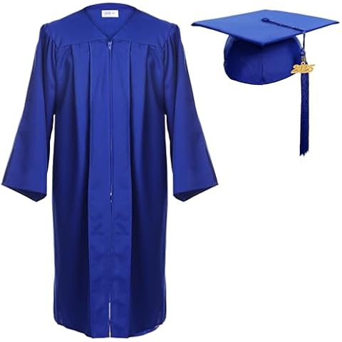 Newrara Graduation Gown Cap Tassel Set (Large 51(5'6"-5'8"), Blue) Cover