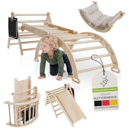 Juskys Triángulo de escalada Movario Klein – Estructura de escalada interior con tobogán y arco de escalada – Triángulo para habitación infantil y parque infantil