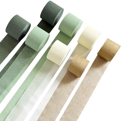 Image of Sage Green Crepe Paper Streamers 8 Rolls 656 ft Crepe Paper Decorations for Birthday Party, Baby Shower, Wedding, Bridal Shower, Bachelorette