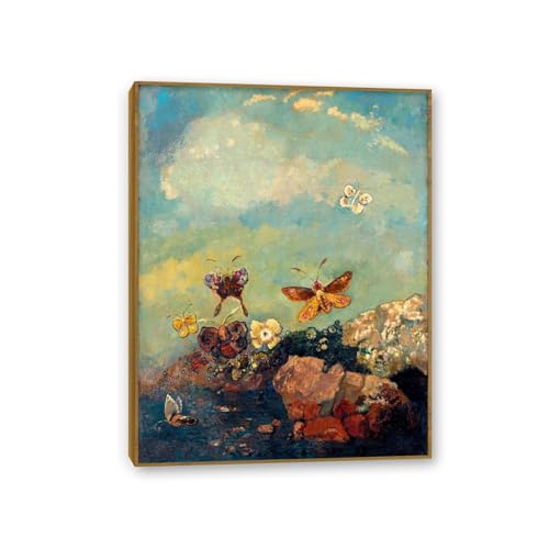 Impression sur toile Odilon Redon de haute qualité avec cadre en teck