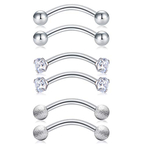 D.Bella 16G Daith Rook Snug Tragus Piercing Earrings Stainless Steel CZ Matt Ball Curved Barbell Eyebrow Lip Belly Button Rings Navel Barbells