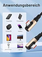 YACSEJAO 90 Grad USB C zu USB C Kabel, 240W Schnellladung, nylonummantelt, 1,5 m/4,9 ft Rechtwinkliges Typ-C Ladekabel (Seitlicher Winkel) – Ansicht 6