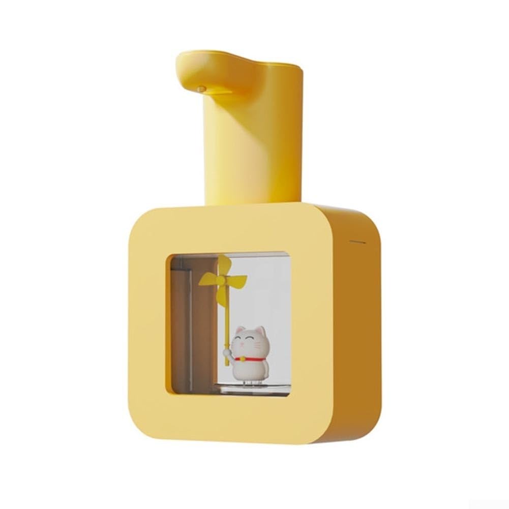 Dispenser automatico di sapone per bambini, dispenser di sapone per le mani di animali domestici, dispenser di sapone in schiuma non touch con rilevamento automatico, ricarica USB, 400 ml (giallo)
