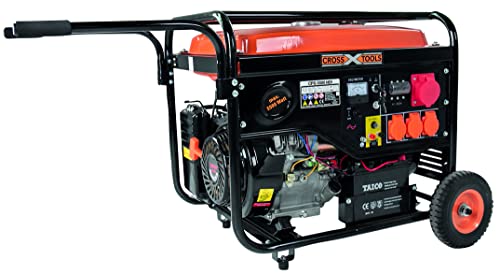 CROSS TOOLS Benzin Stromerzeuger - Generator (3.600 W max. Leistung, 2x 230 V; 1x 400 V Steckdosen, 25 l Tank, Ölmangelsicherung, E-Starter und Seilzugstarter, inkl. Batterie) CPG 5500 NEV, 68033