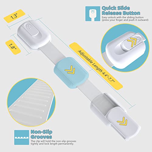 4Our Kiddies 20RANCSL16-01 14 Pack Baby Proof Cabinet Latches, Childproof Drawer Latches With 12 Extra 3M Adhesives, Adjustable No Drilling Child Safety Cabinet Locks Straps Baby Drawer Locks thumb #1