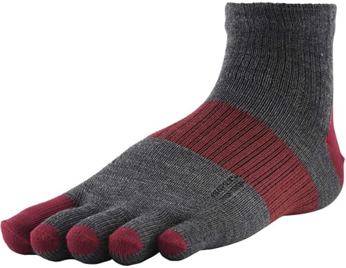 R×LSOCKS(アールエルソックス) ランニング 靴下 M-MULTI 5本指 高耐久 MWS5002 男女兼用 チャコール×レッド M